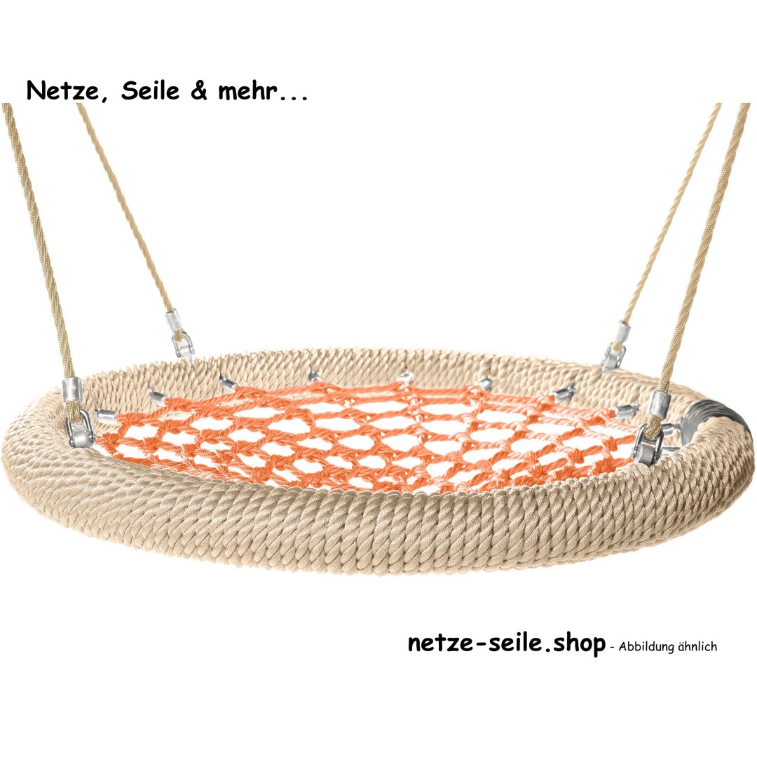 Nestschaukel Storchennest Ø 120 cm * Ring Beige * Netz Orange * Seil Beige