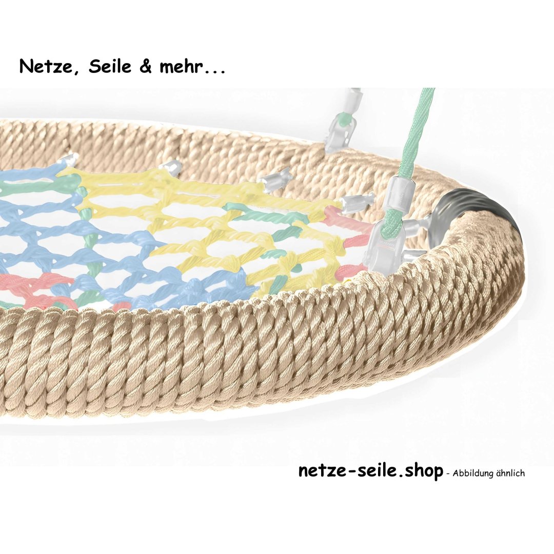 Nestschaukel Storchennest Ø 120 cm * Ring Beige * Netz Orange * Seil Beige