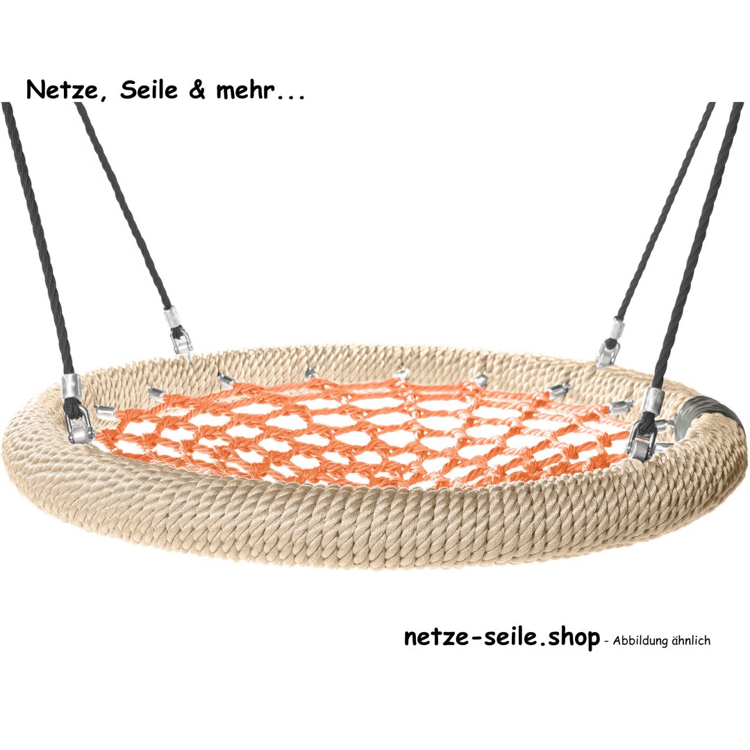 Nestschaukel Storchennest Ø 120 cm * Ring Beige * Netz Orange * Seil Schwarz