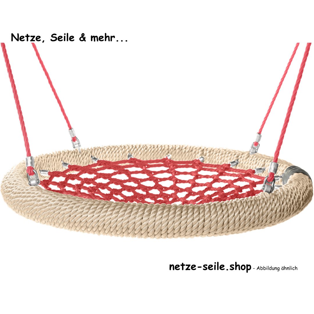 Nestschaukel Storchennest Ø 120 cm * Ring Beige * Netz Rot * Seil Rot