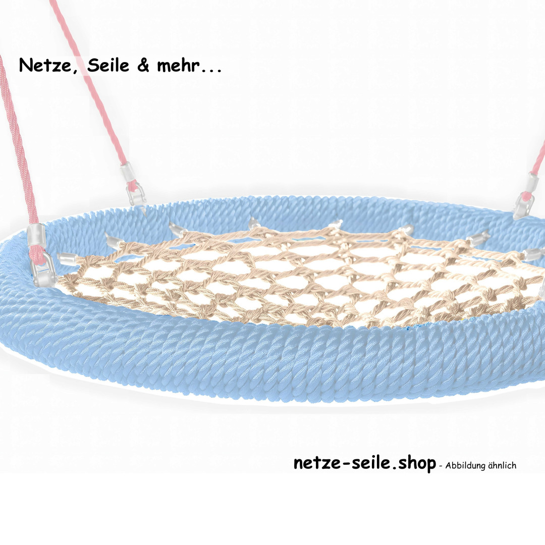 Nestschaukel Storchennest Ø 120 cm * Ring Blau * Netz Beige * Seil Beige