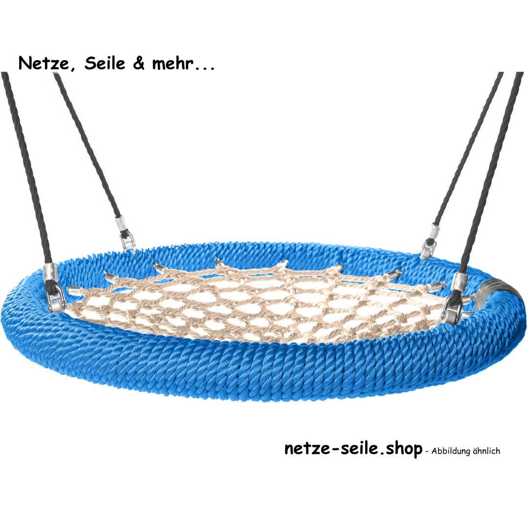 Nestschommel Ooievaarsnest Ø 120 cm * Ring  Blauw * Net Beige * Touw Zwart