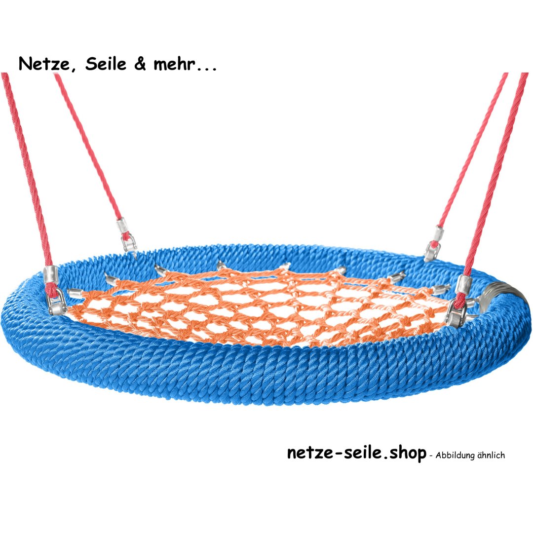 Nestschaukel Storchennest Ø 120 cm * Ring Blau * Netz Orange * Seil Rot