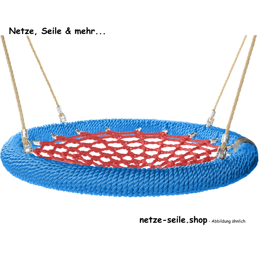 Nestschaukel Storchennest Ø 120 cm * Ring Blau * Netz Rot * Seil Beige