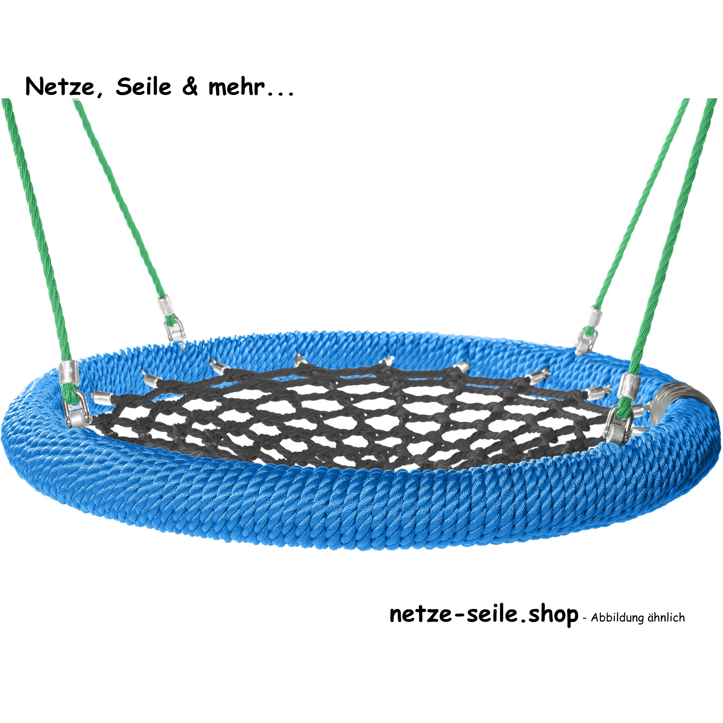 Balançoire nid de cigogne Ø 120 cm * Bague Bleu * Filet Noir * Corde Vert