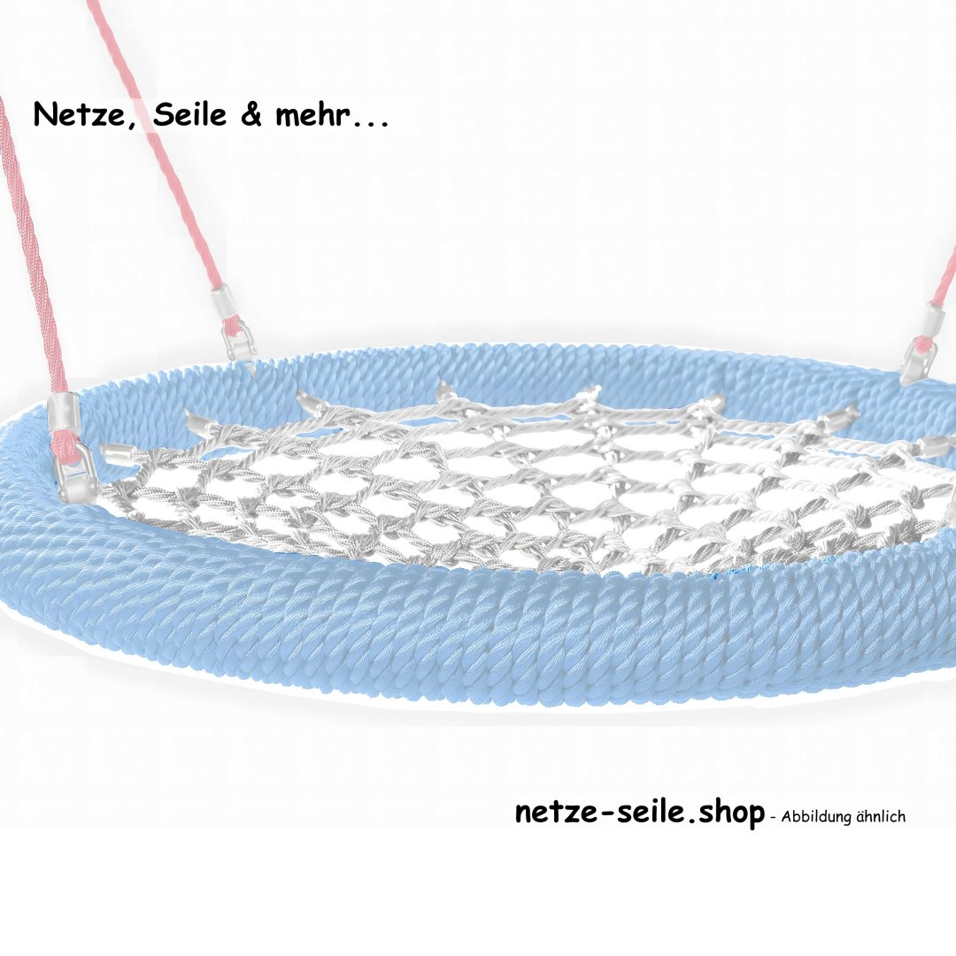Nestschaukel Storchennest Ø 120 cm * Ring Blau * Netz Silber * Seil Grün