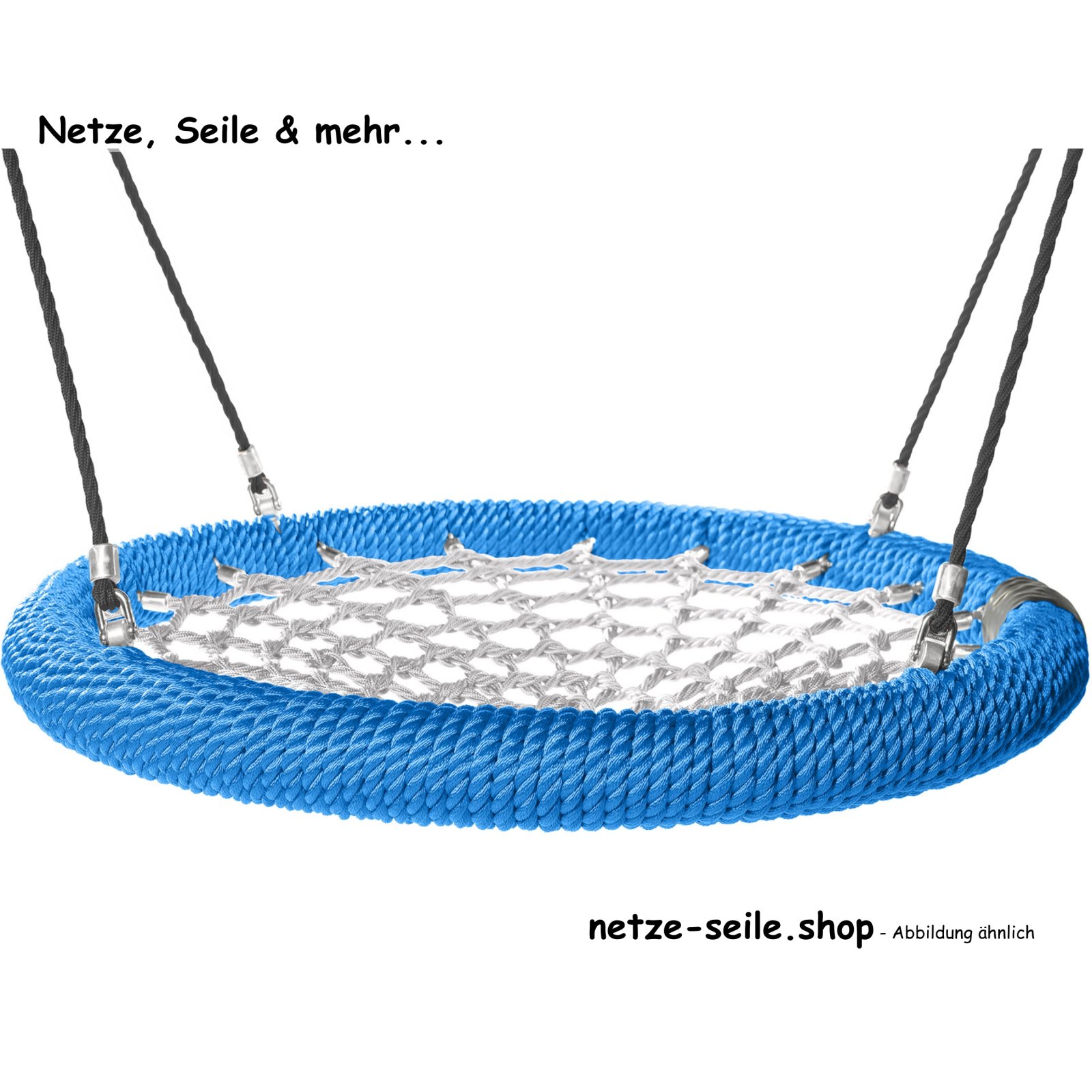 Nest swing Storks nest Ø 120 cm * Ring Blue * Net Silver * Rope Black