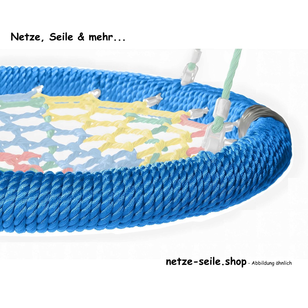 Nest swing Storks nest Ø 120 cm * Ring Blue * Net Silver * Rope Black