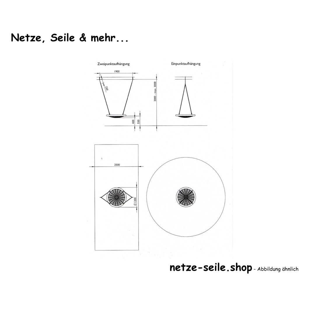 Nest swing Storks nest Ø 120 cm * Ring Blue * Net Silver * Rope Black