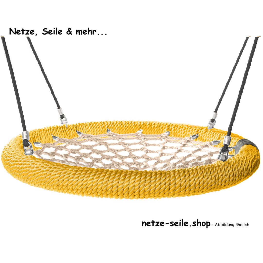 Nestschaukel Storchennest Ø 120 cm * Ring Gelb * Netz Beige * Seil Schwarz