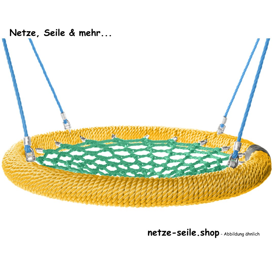 Nestschaukel Storchennest Ø 120 cm * Ring Gelb * Netz Grün * Seil Blau