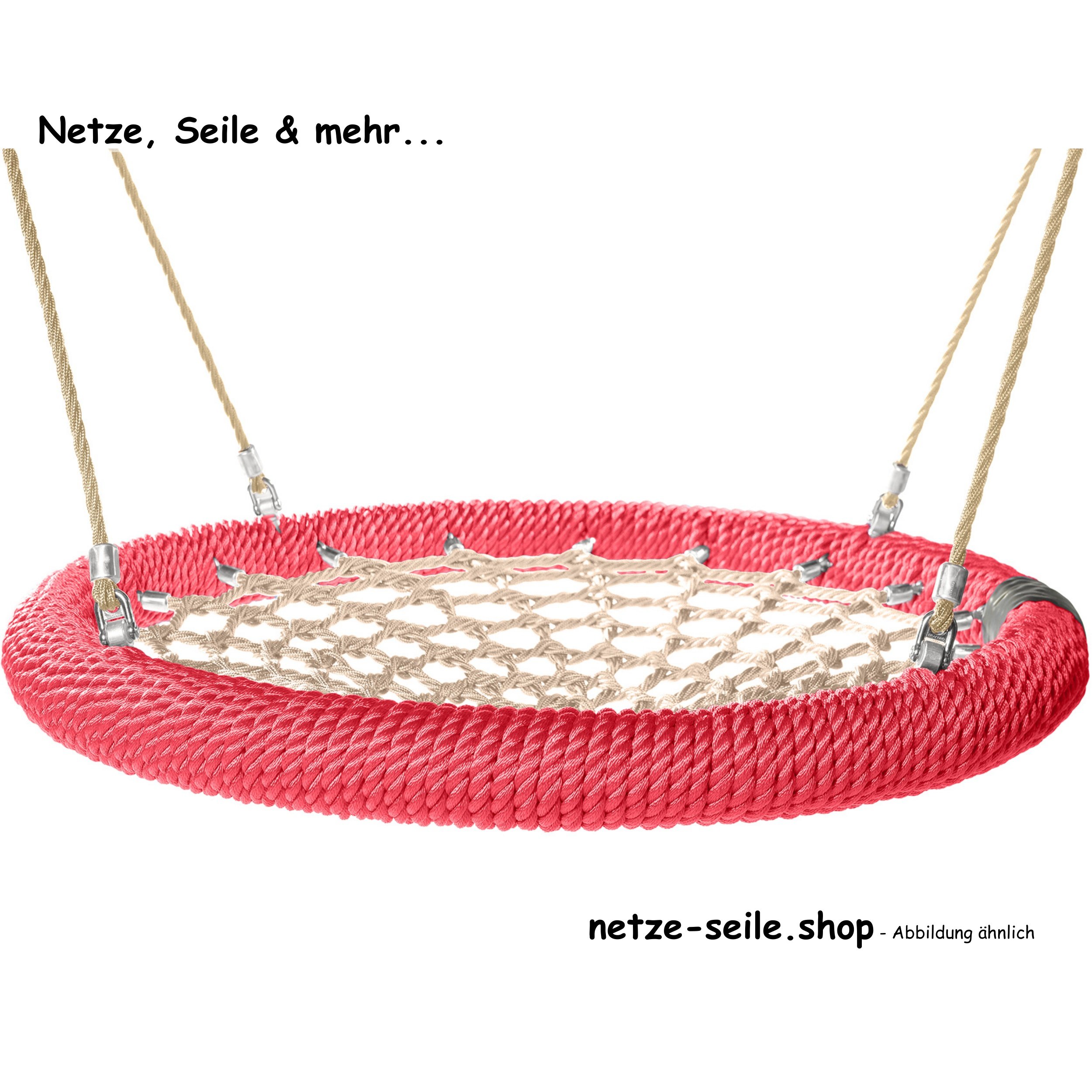 Nestschaukel Storchennest Ø 120 cm * Ring Rot * Netz Beige * Seil Beige