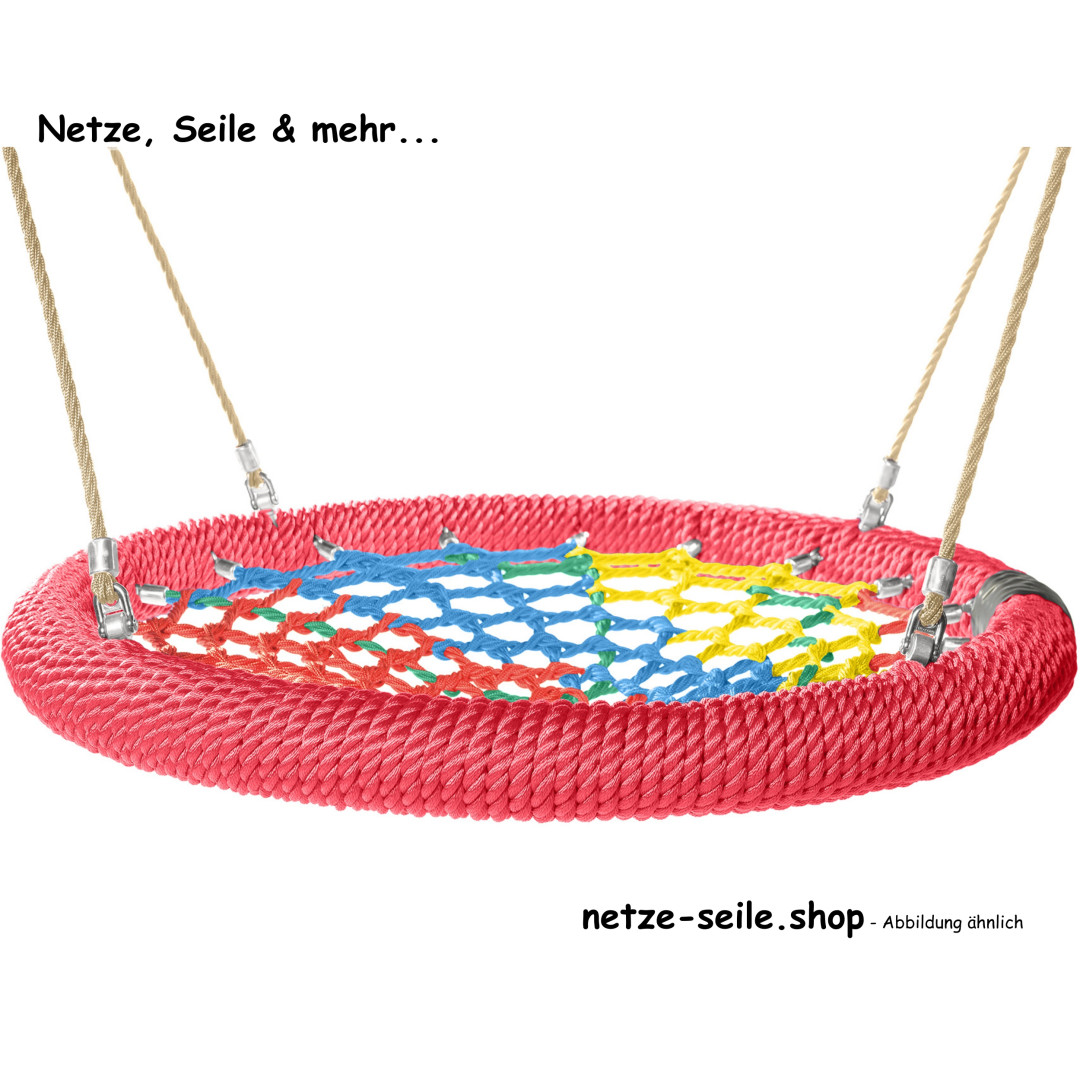 Nestschaukel Storchennest Ø 120 cm * Ring Rot * Netz Bunt * Seil Beige