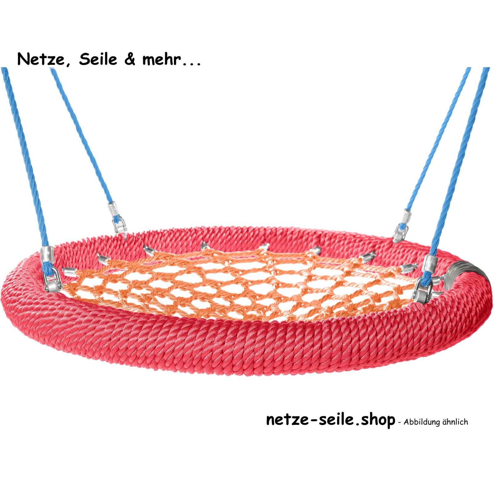 Nest swing Storks nest Ø 120 cm * Ring Red * Net Orange * Rope Blue