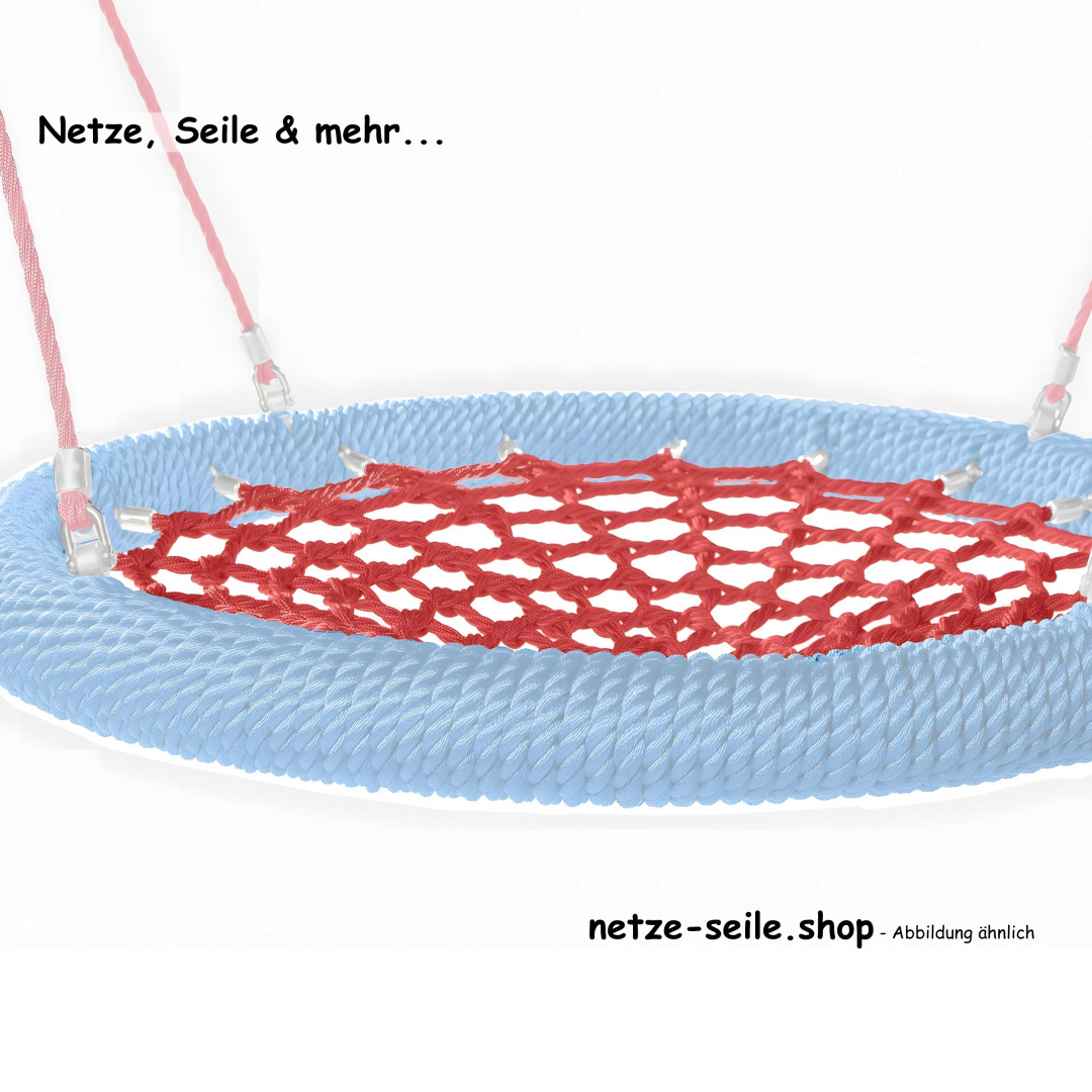 Nestschaukel Storchennest Ø 120 cm * Ring Rot * Netz Rot * Seil Blau
