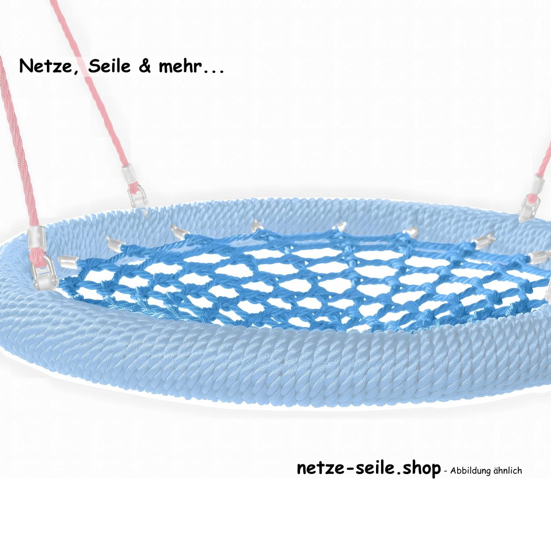 Nestschaukel Storchennest Ø 120 cm * Ring Schwarz * Netz Blau * Seil Rot