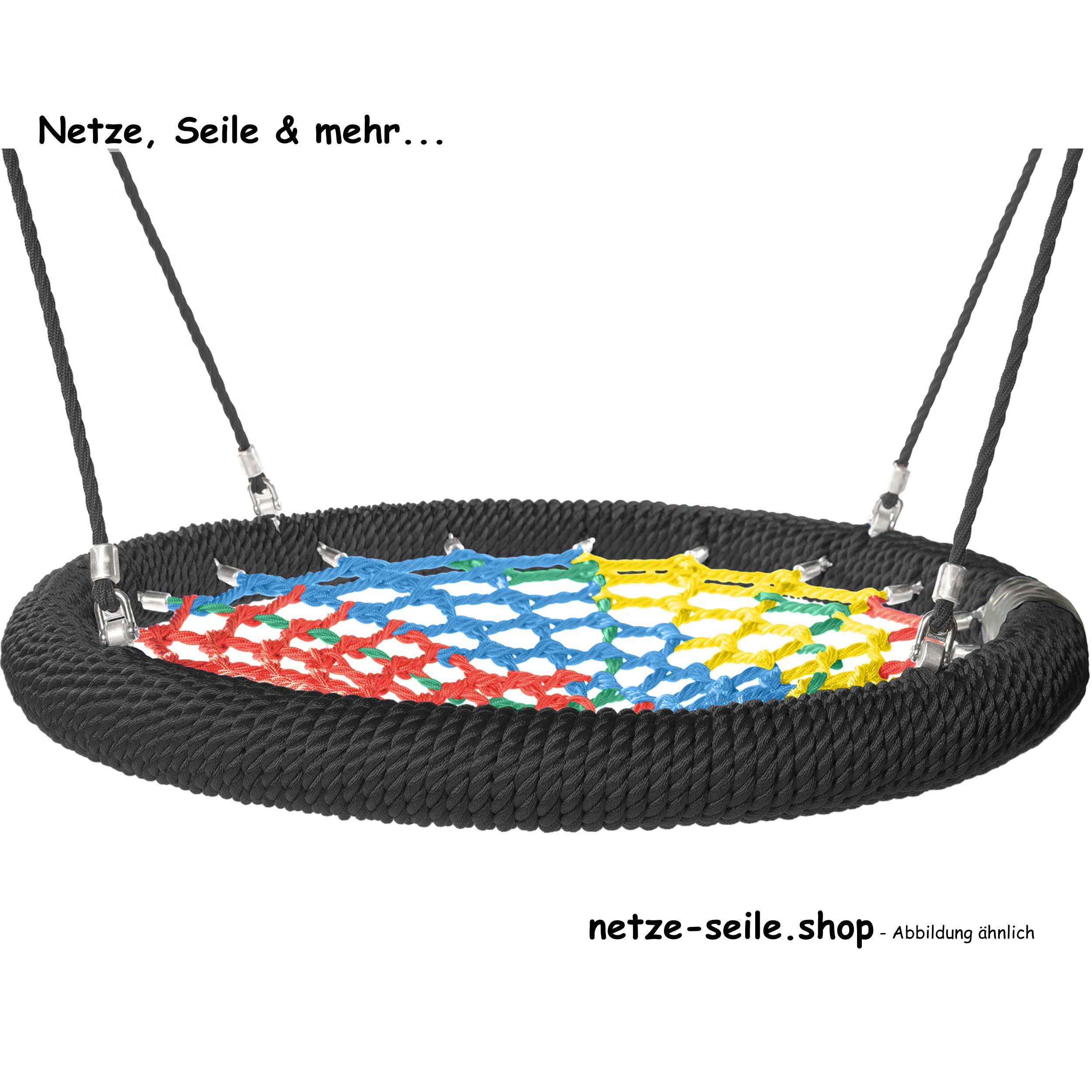Nestschaukel Storchennest Ø 120 cm * Ring Schwarz * Netz Bunt * Seil Schwarz