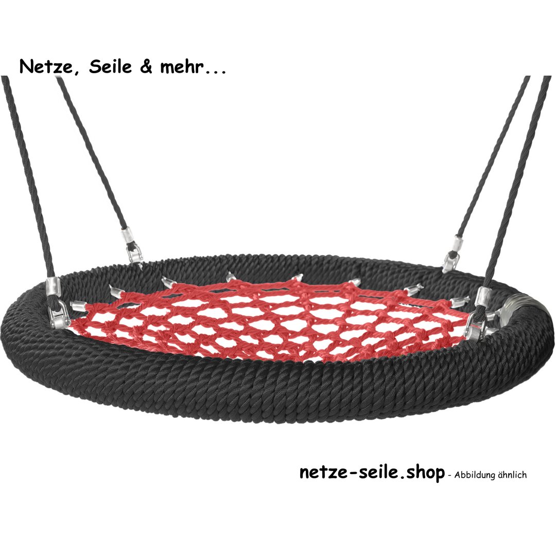 Balançoire nid de cigogne Ø 120 cm * Bague Noir * Filet Rouge * Corde Noir