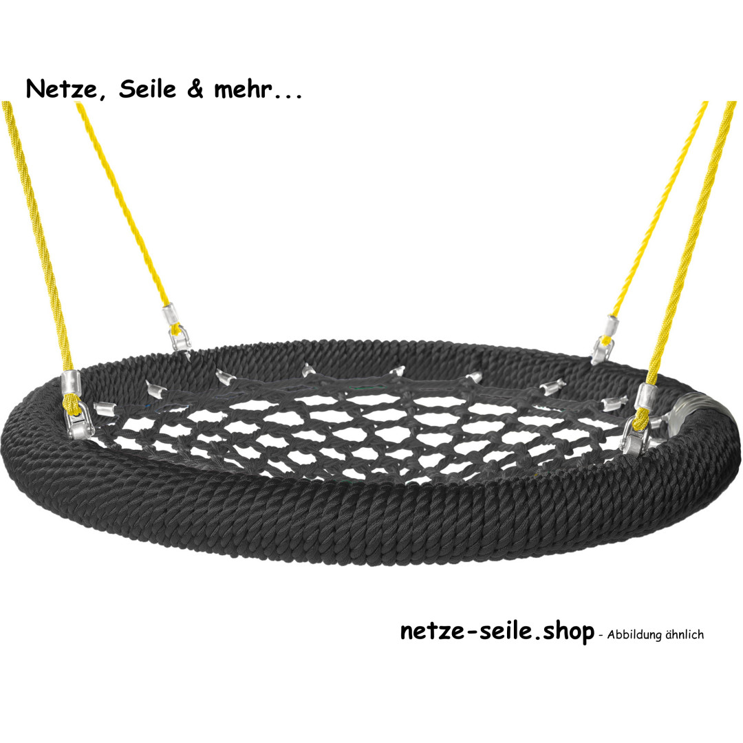Balançoire nid de cigogne Ø 120 cm * Bague Noir * Filet Noir * Corde Jaune