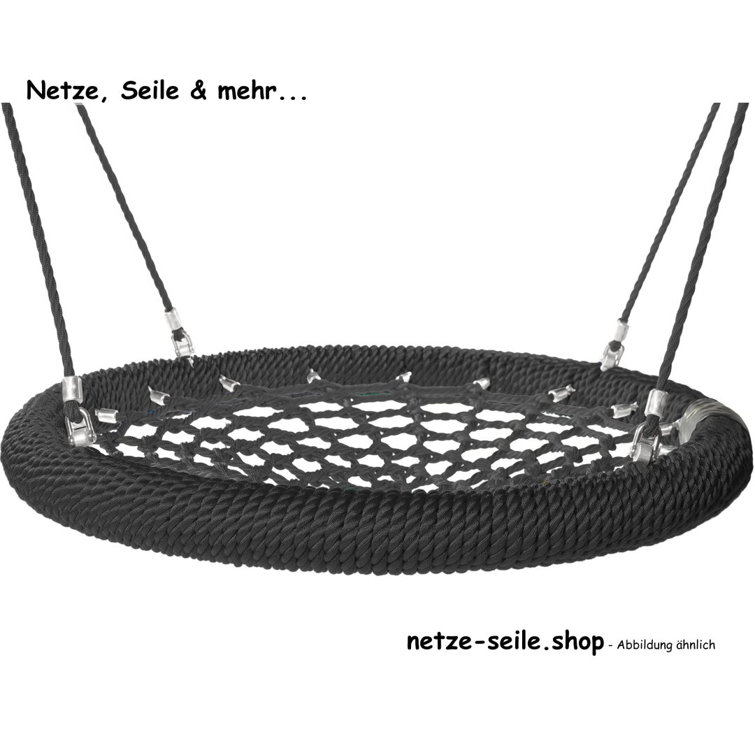 Nestschaukel Storchennest Ø 120 cm * Ring Schwarz * Netz Schwarz * Seil Schwarz