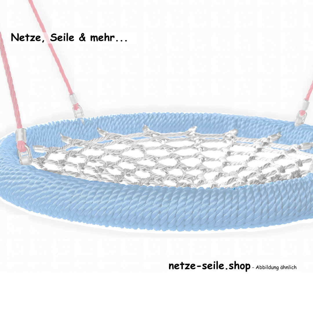 Nestschaukel Storchennest Ø 120 cm * Ring Schwarz * Netz Silber * Seil Blau
