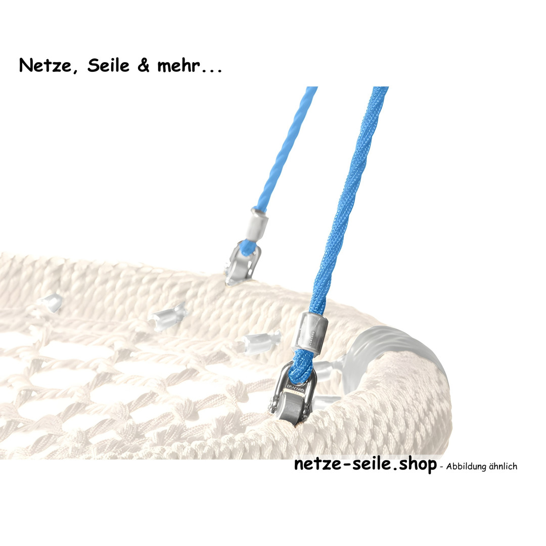 Nestschaukel Storchennest Ø 120 cm * Ring Schwarz * Netz Silber * Seil Blau