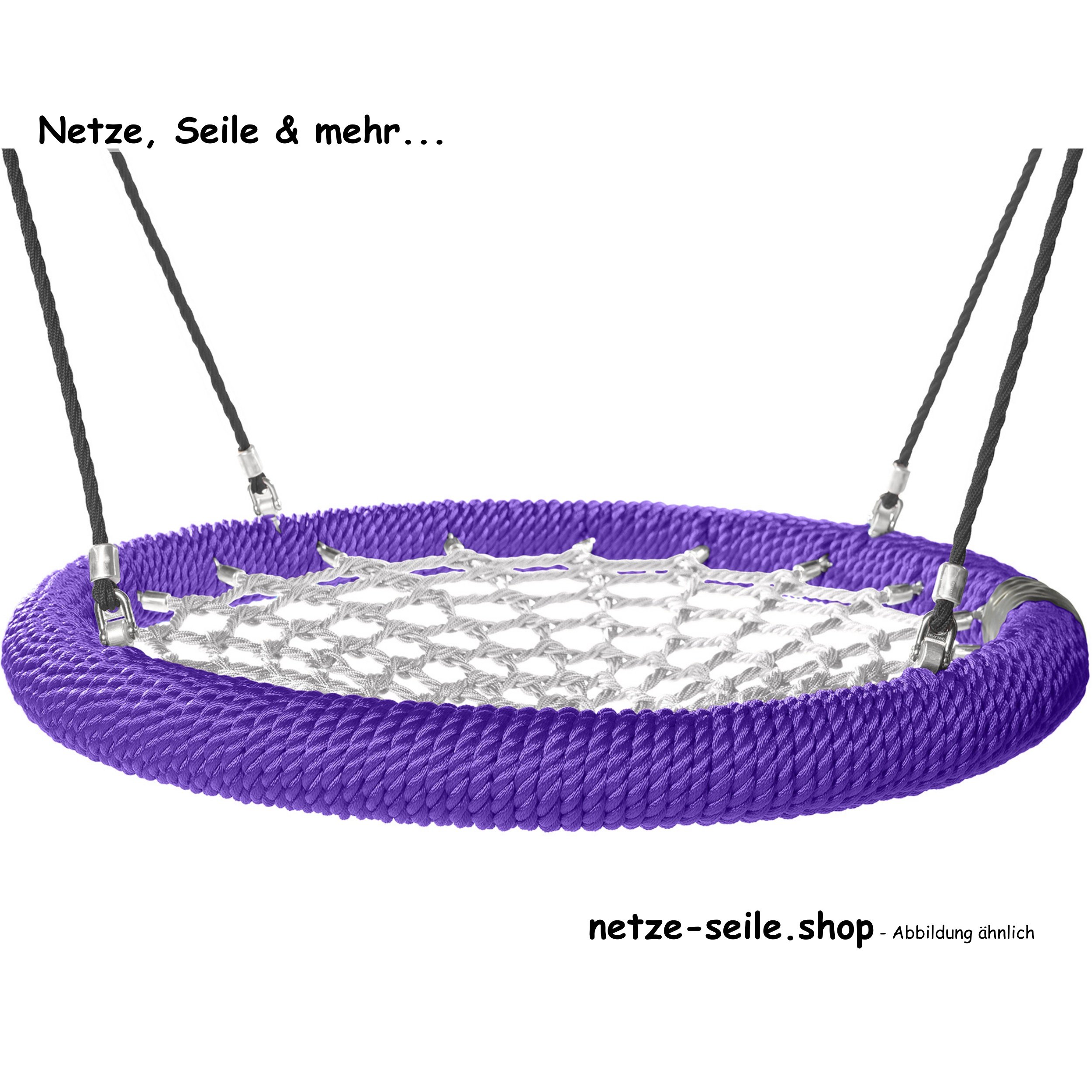Balançoire nid de cigogne Ø 120 cm * Bague Violet * Filet Argenté * Corde Noir
