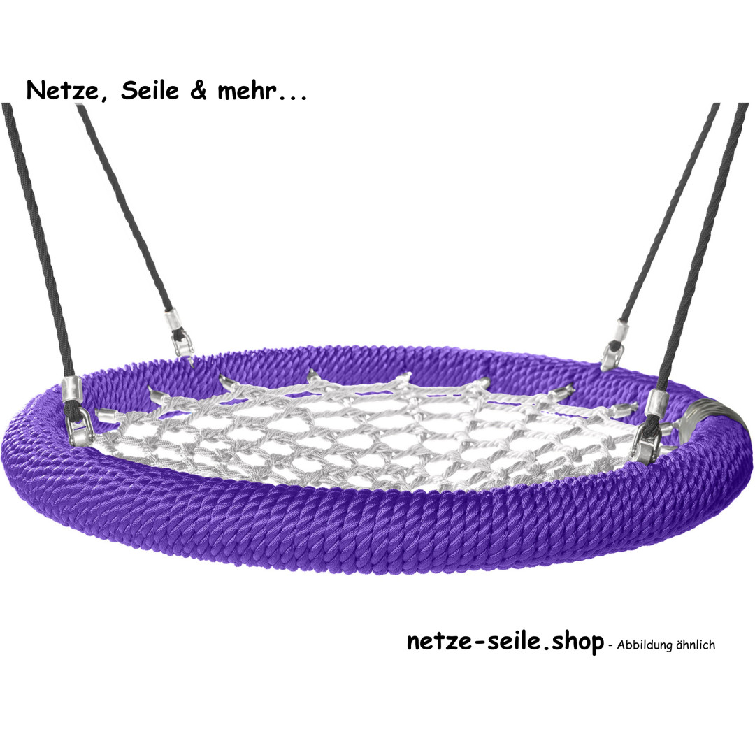 Balançoire nid de cigogne Ø 120 cm * Bague Violet * Filet Argenté * Corde Noir