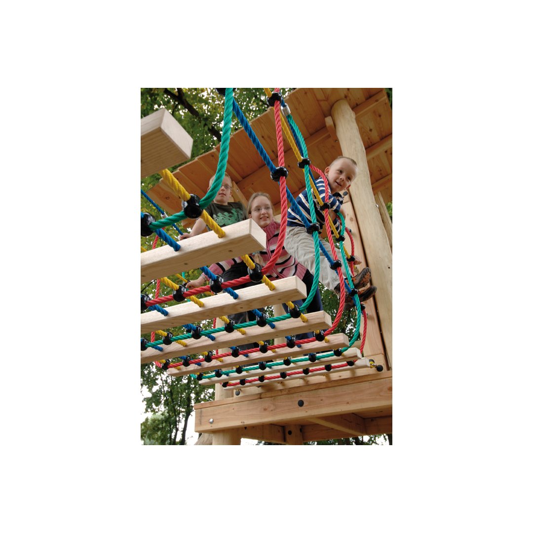 Hangbrug, netbrug, junglebrug -kabel-houten sportcombinatie, breedte 75 cm