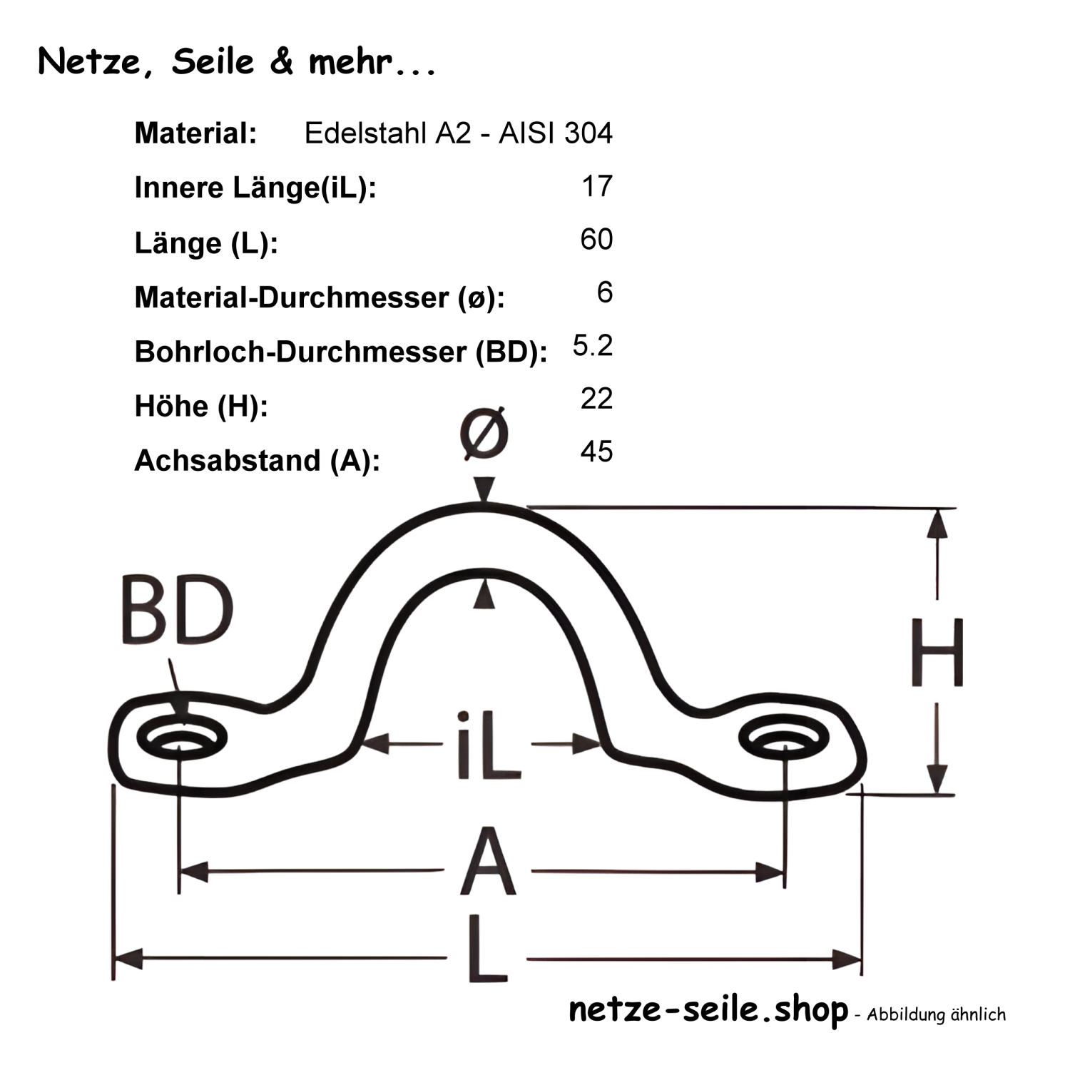 Œillet de pare-battage A2 6x60mm [0,40 EUR]