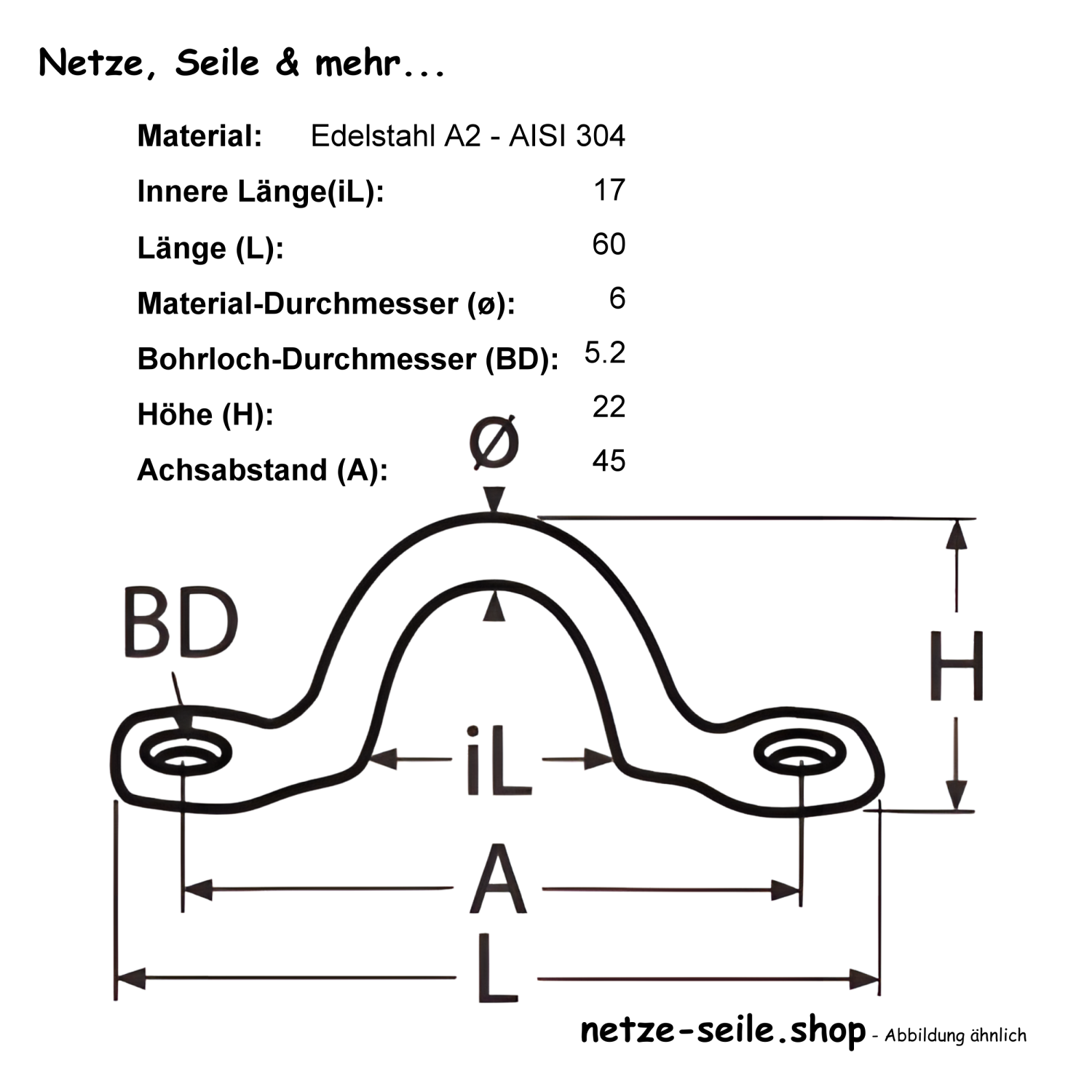 Fender eyelet A2 6x60mm [0,40 EUR]