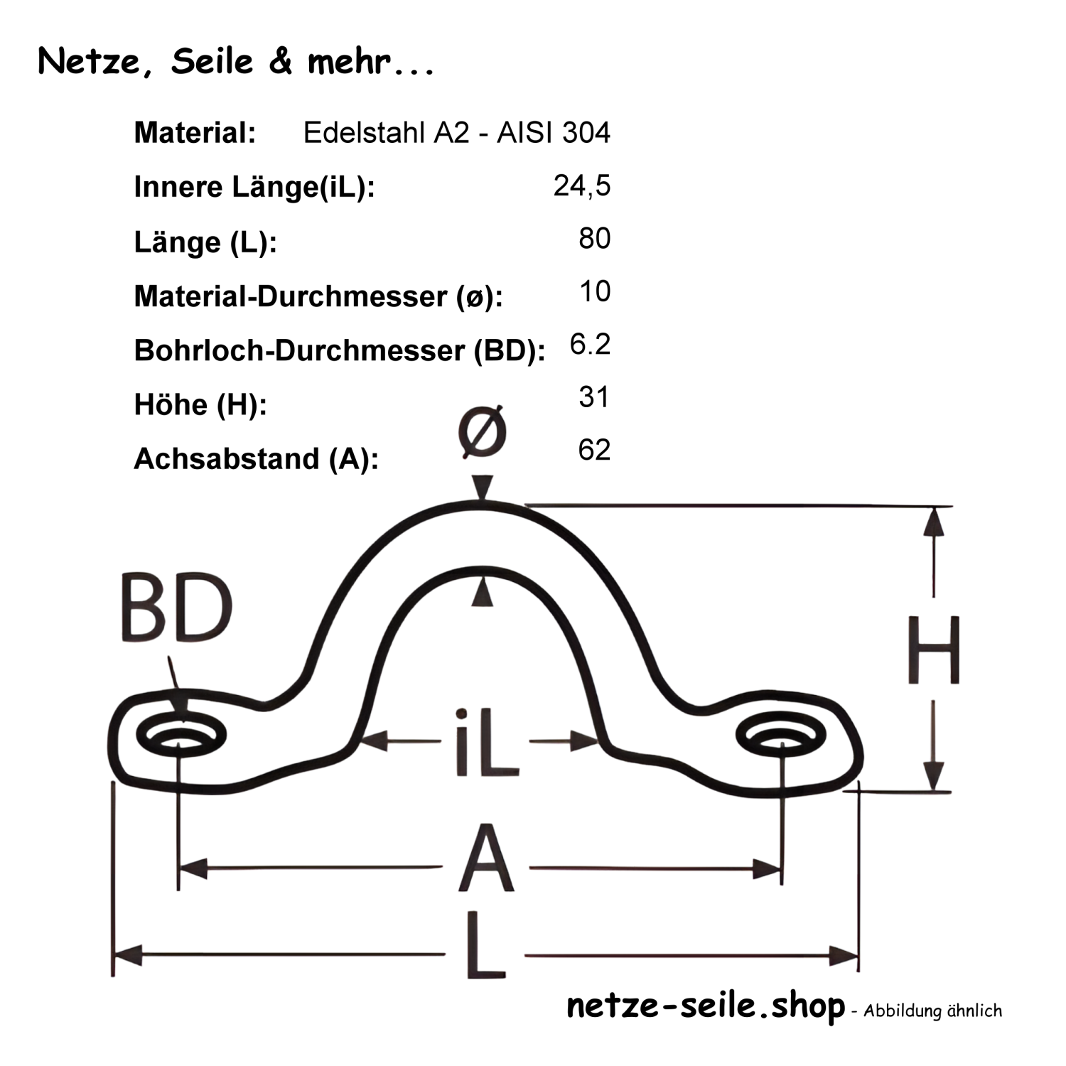 Fender eyelet A2 10x75mm [1,78 EUR]