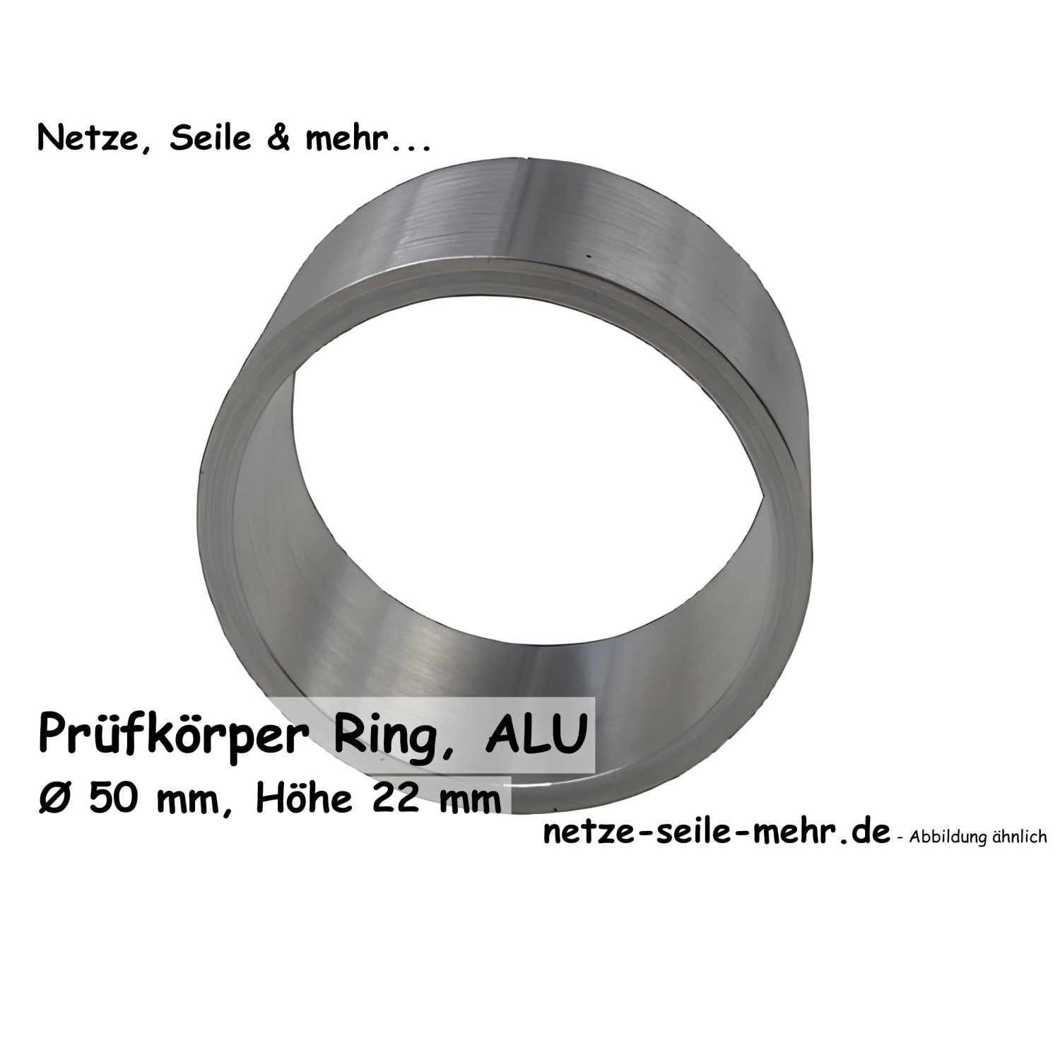 Éprouvette annulaire, en aluminium, Ø 50 mm, hauteur 22 mm
